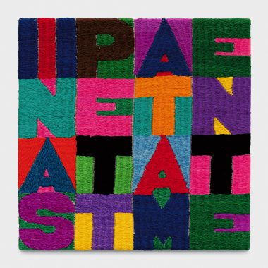 Alighiero Boetti, Inaspettatamente, 1987, embroidery, 17.3 x 17.3 cm.